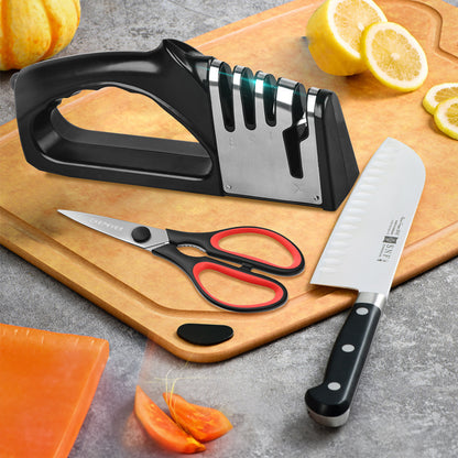 4 - stage kitchen knife sharpener, multifunctional, portable, non - slip base, kitchen gadget