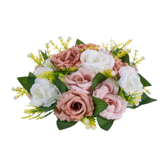 Flower Ball Arrangement Bouquet 10PCS, 9.5-Inch Diameter Artificial Flower Balls Wedding Table Centerpieces, Faux Rose Arrangements For Wedding Centerpiece Home Decoration, Pink And White Roses