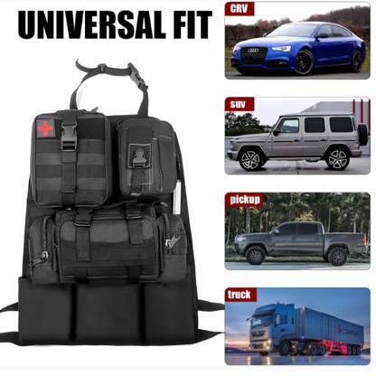 Universal Tactical Vehicle Back Seat Organizer With 3 Detachable Pouches - 2 Set