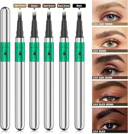 Microblading Eyebrow Pen, Waterproof Eye Brow Pen With 4 - Fork - Tip Liquid Bro