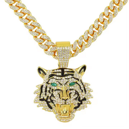 Collier Pendentif Football Tête de Tigre Hip-Hop