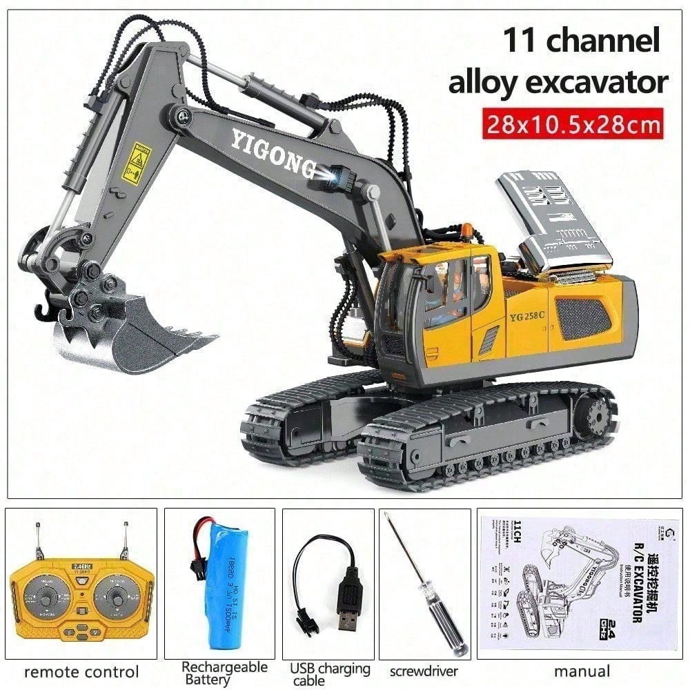 Pelleteuse RC 11 Canaux Alliage 2.4GHz - Excavatrice Télécommandée