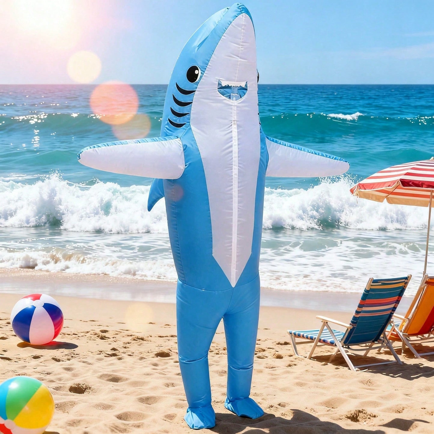 Perfect Valentine Gift, Shark Inflatable Costume, Adult Blow Up Halloween Party Outfit, Funny Group Cosplay For Birthday And Sporting Events