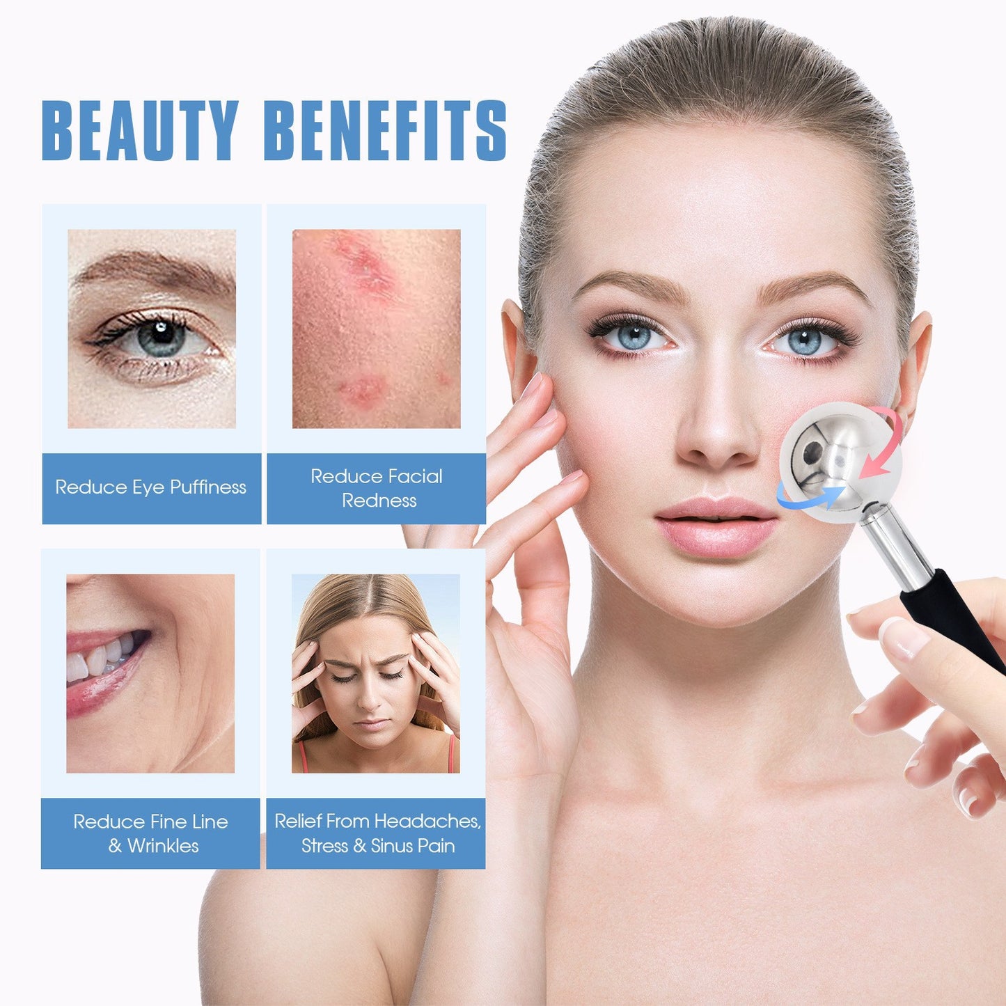 Ice Facial Massage Roller, Stainless Steel Cryo Stick Cooling Massager For Face And Eyes  Beauty Lifting And Cooling Tool For Skincare