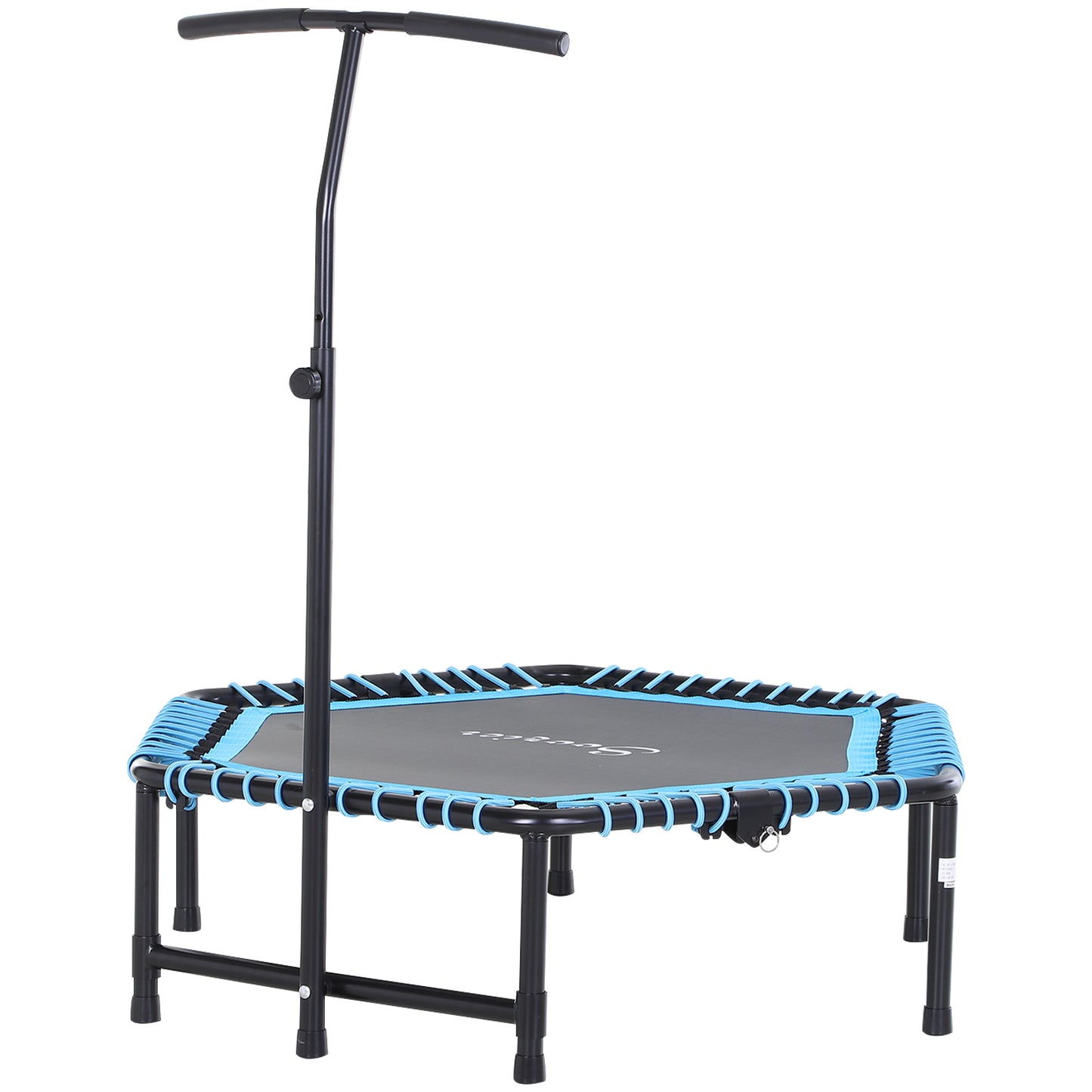 4.5ft Exercise Trampoline, Portable & Foldable Fitness Trampoline Rebounder With 3-Level Adjustable T-Bar, Great For Adults Kids Working Out, Blue