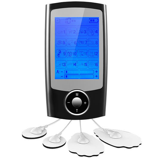 1Pc Rechargeable Tens Unit Machine Impulse Massager 16 Modes Pain Relief Body Massager Machine Muscle Stimulator With 2 Outputs And 6hrs Working For Relief Relaxing Fitness