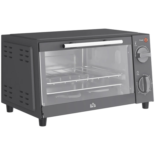 Mini four 9 L de comptoir avec grill, température réglable, minuterie, plateau et grille, 750W, gris