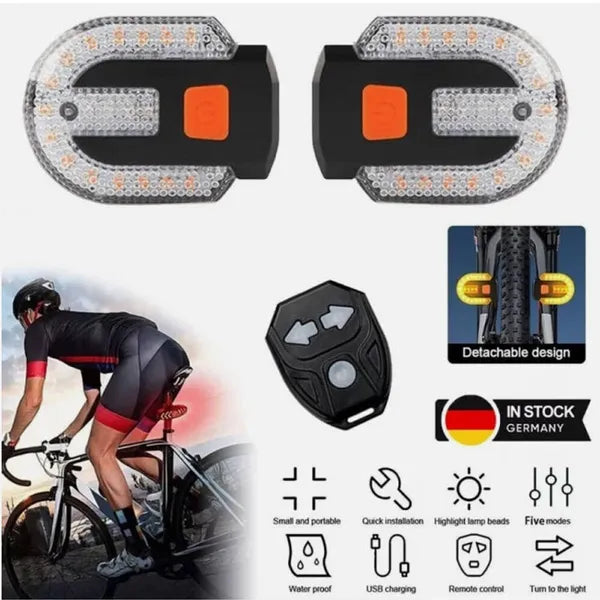 USB Rechargeable Bicycle Tail Light, LED Turn Signal Rear Light With Remote Control, 5 Modes, IPX5 Waterproof