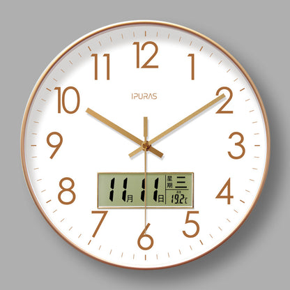 2025 New 10/12/14 - inch Electronic Calendar Wall Clock. Monitors temp & humidity. Dual - display. Mute. Quartz movement.