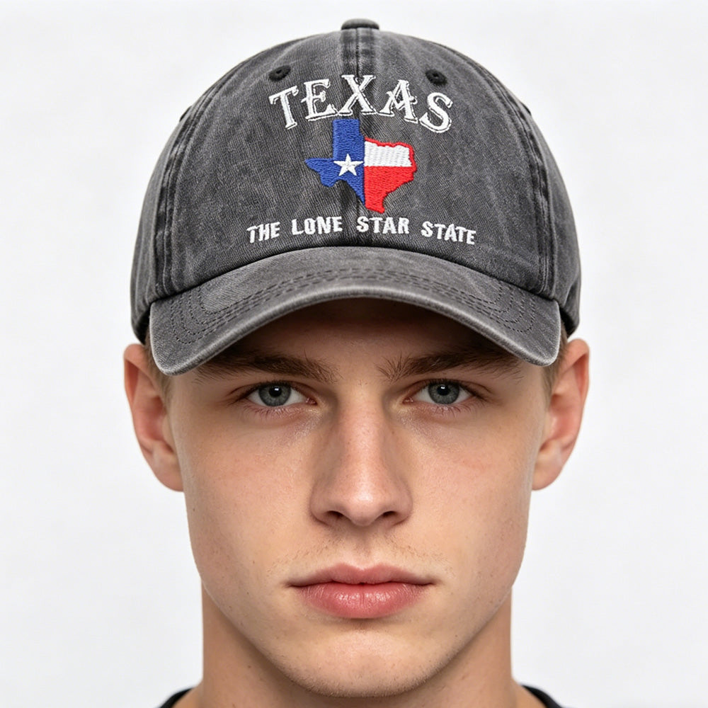 2pcs Texas The Lone Star State Embroidered Vintage Washed Baseball Cap - Adjustable Cotton Hat For Men Women