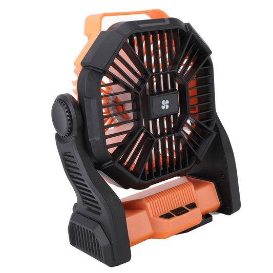 Ventilateur de camping USB rechargeable pour tente avec lanterne LED, orange