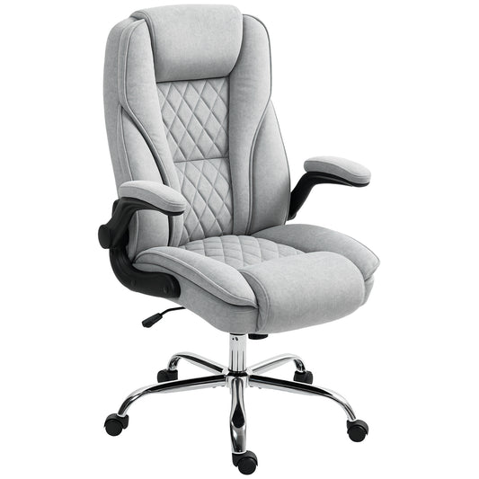 Executive Office Chair, Desk Chair With Flip-up Armrest, Diamond Fabric Computer Chair For Home Office, Gray