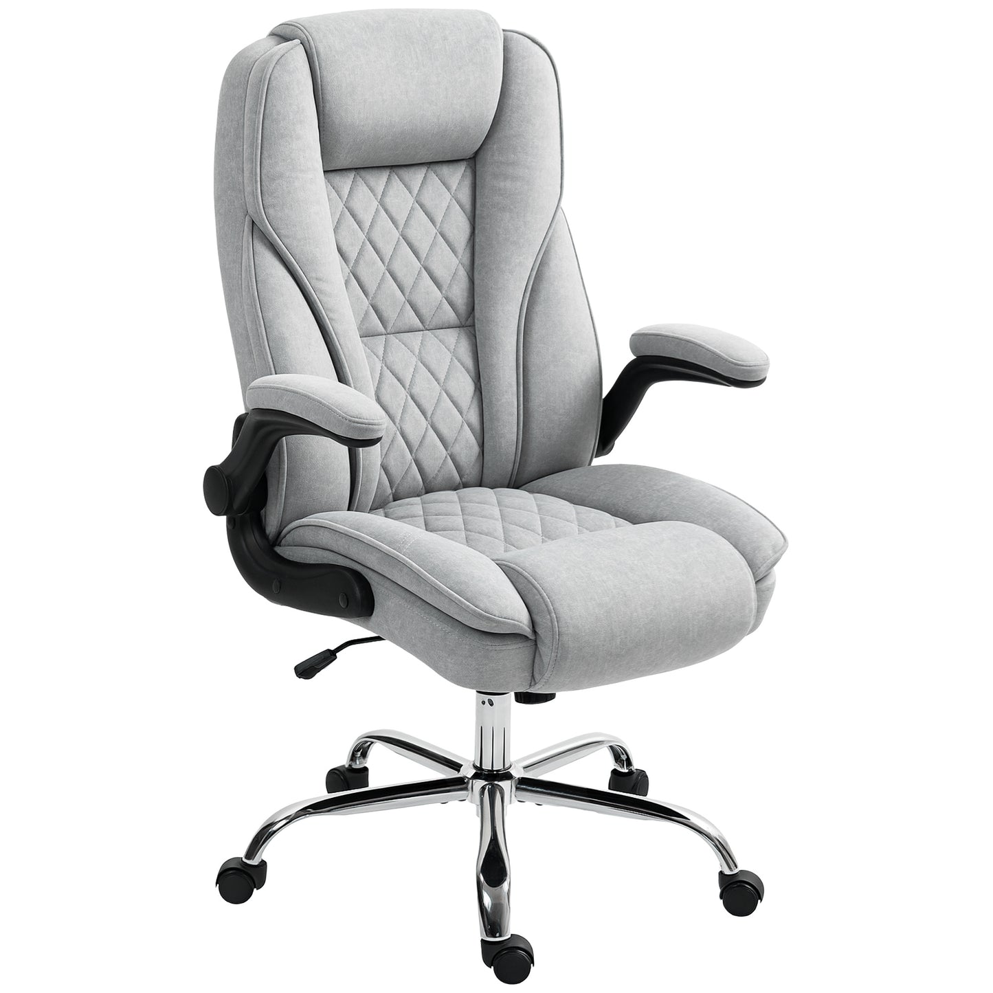 Executive Office Chair, Desk Chair With Flip-up Armrest, Diamond Fabric Computer Chair For Home Office, Gray