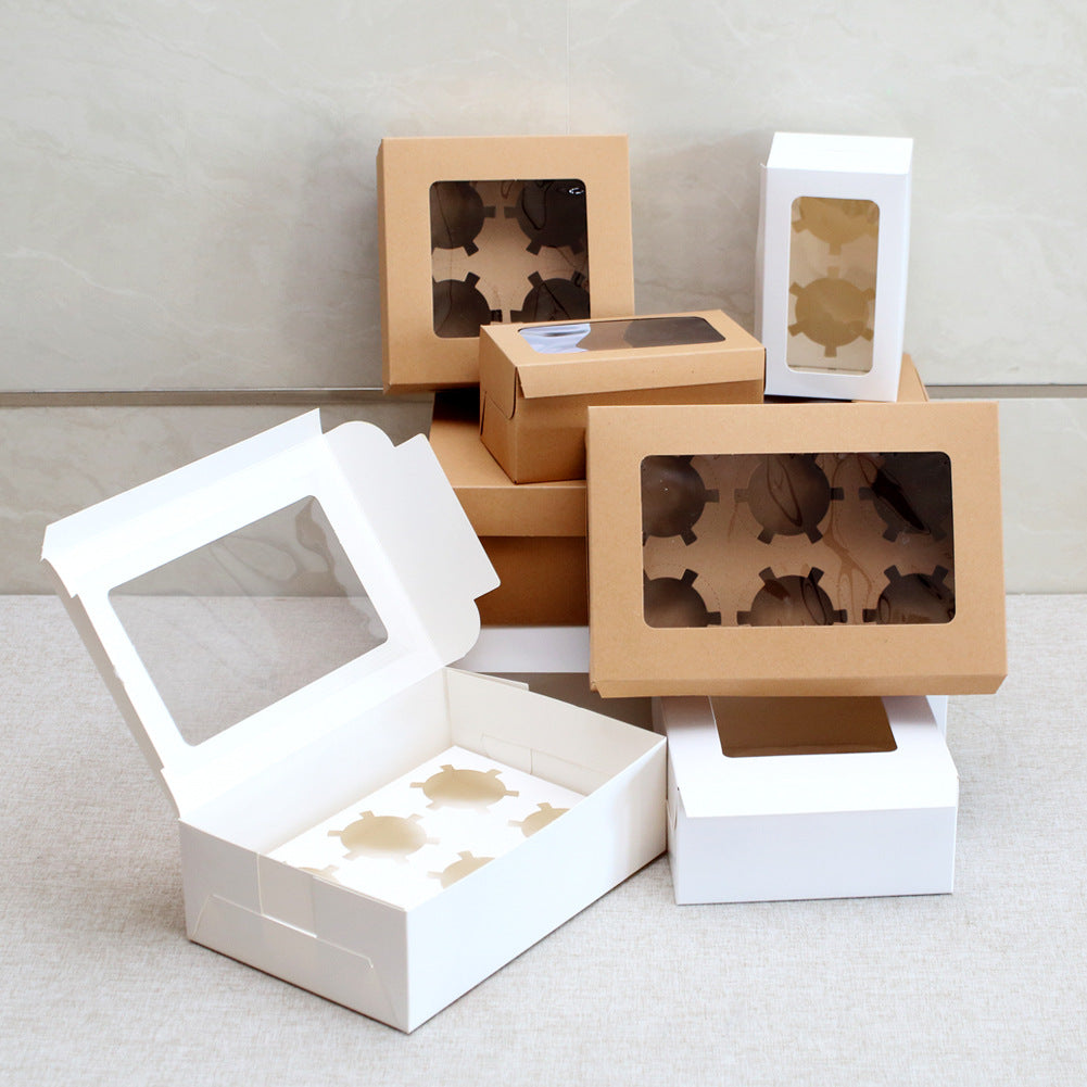 Pure White Cowhide Cup Cake Biscuit Packaging Pastry Box