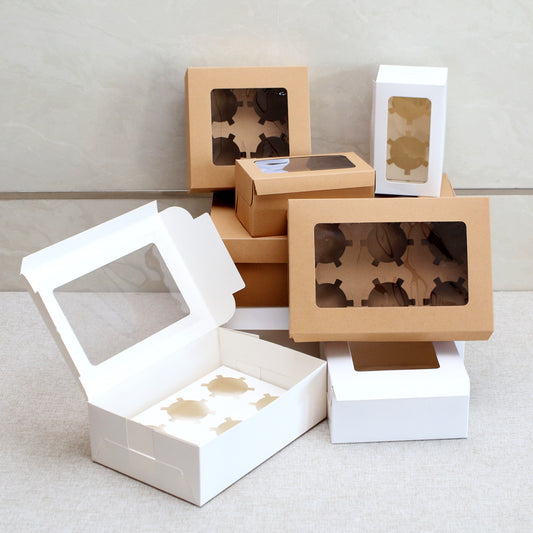 Pure White Cowhide Cup Cake Biscuit Packaging Pastry Box