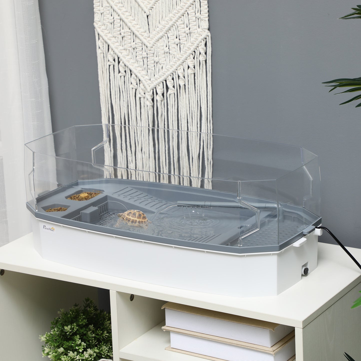 Turtle Tank Kit, Turtle Aquarium With Basking Platform, Water Pump, Filter Layer Design, Full View Visually Reptile Habitat, Easy To Clean And Change Water, Multi Functional Area