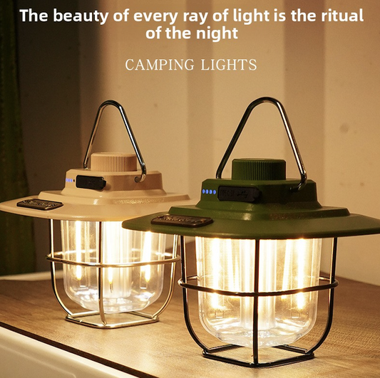 Lanterne de Camping Vintage Rechargeable - Style Lampe à Pétrole