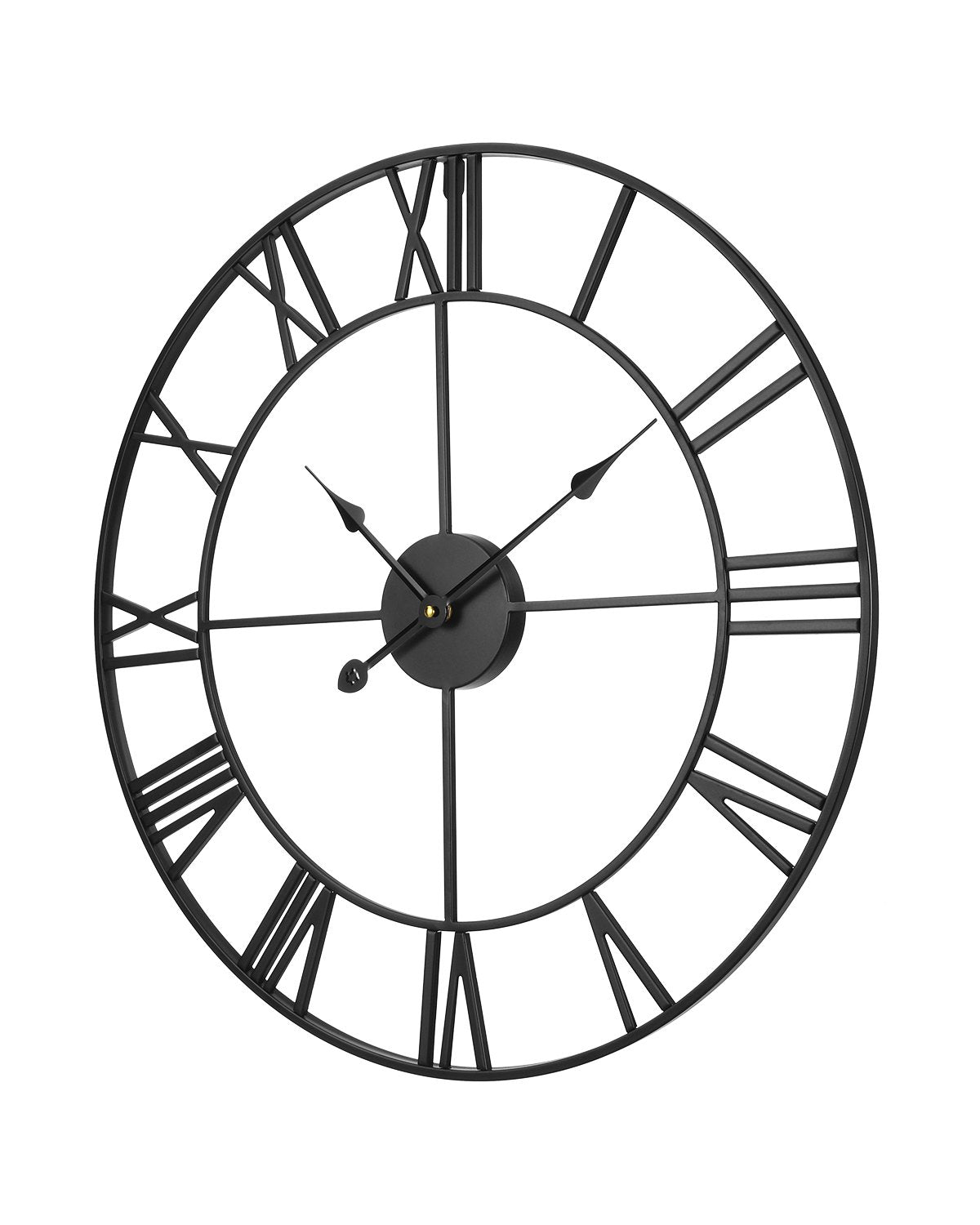 Wall Clock, 24 In Wall Clock Roman Numerals, Battery Operated Non Ticking Silent Classic Decorative Round Clocks, For Living Room Bedroom Office Kitchen Dining Room Home Decor Farmhouse, Black