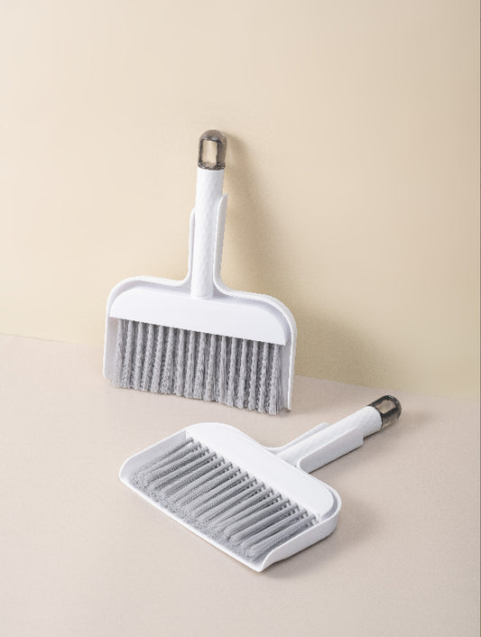 Desktop cleaning set-broom + dustpan-white-1 set