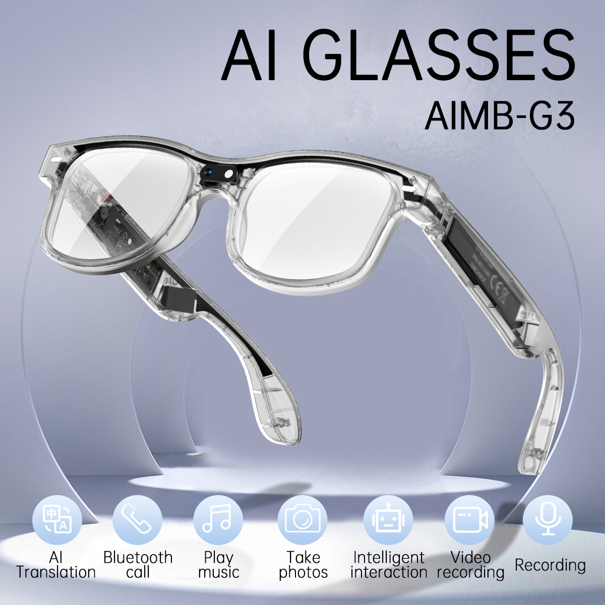 Lunettes Connectées 8MP IA Bluetooth - Traduction (Modèle G3)