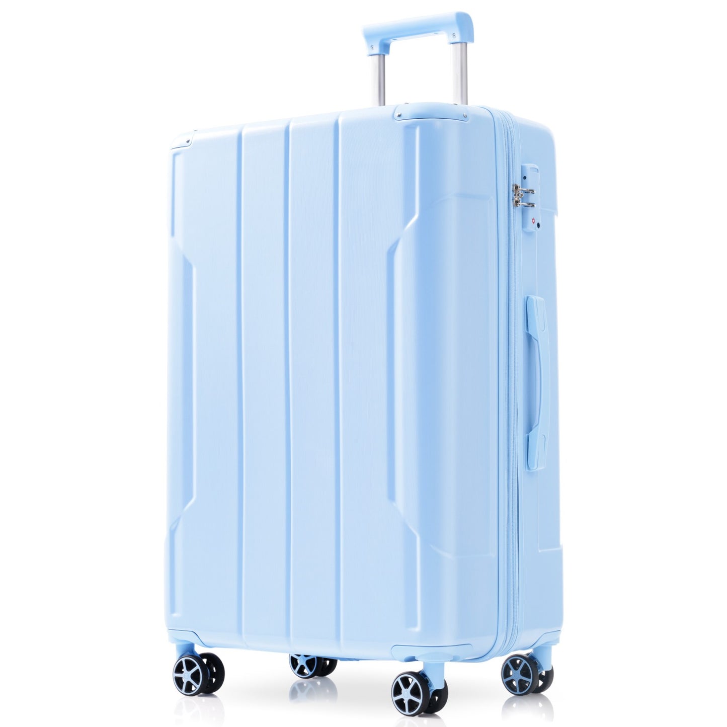 Valise rigide en ABS légère et durable, extensible 24 pouces avec doubles roues, bleu ciel