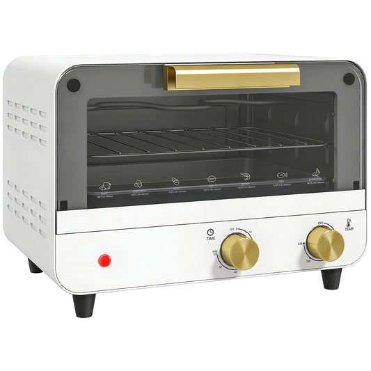 Petit mini four 12 L multifonction de comptoir avec porte vitrée, température et minuterie réglables, blanc