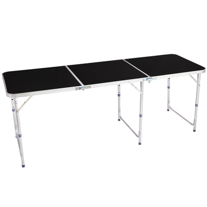 6ft 180 - 60cm Aluminum Alloy 3 - Fold Portable Folding Table, Adjustable Height