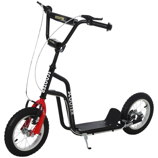 Teen Kick Scooter With Adjustable Handlebar, Inflatable Wheels, Two Brakes, Black