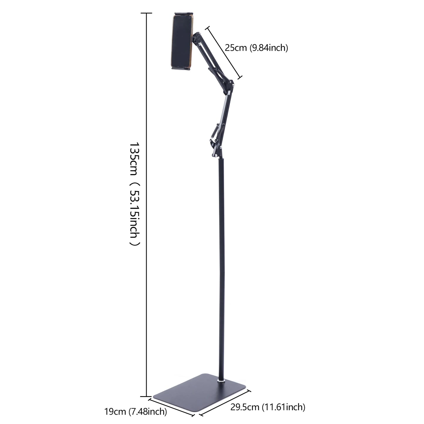 Universal Ipad Stand Floor Tablet Bracket Adjustable Flexible Rotation Phone Holder Rotating Stand Support 4.72 To 7.09in