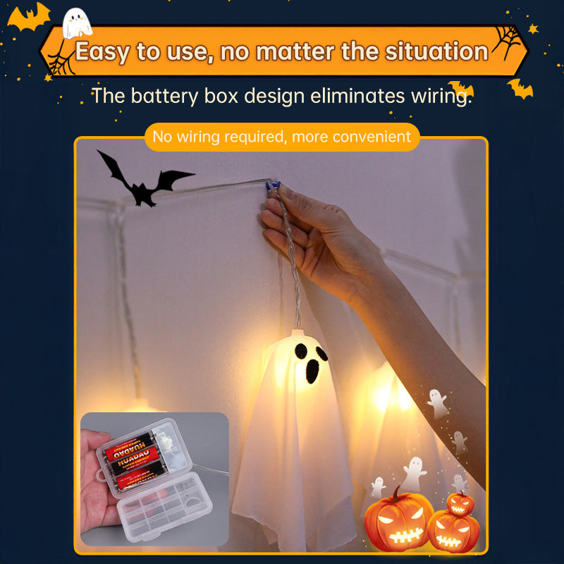 Halloween Ghost Lights – 8-Mode Waterproof String Lights for Indoor/Outdoor Party, Haunted House, Fireplace, Porch