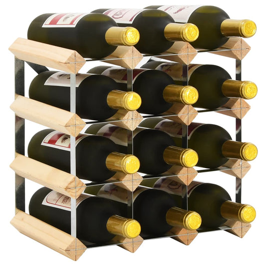 Wine Rack for 12 Bottles, Solid Pine Wood,