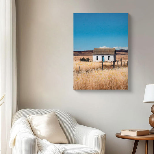 Farmhouse Canvas  Wall Art Framed White House Picture Rustic Countryside Farm Painting Print Vintage Country Flowers Scene Artwork For Office Bedroom Living Room Decor 20x28inch