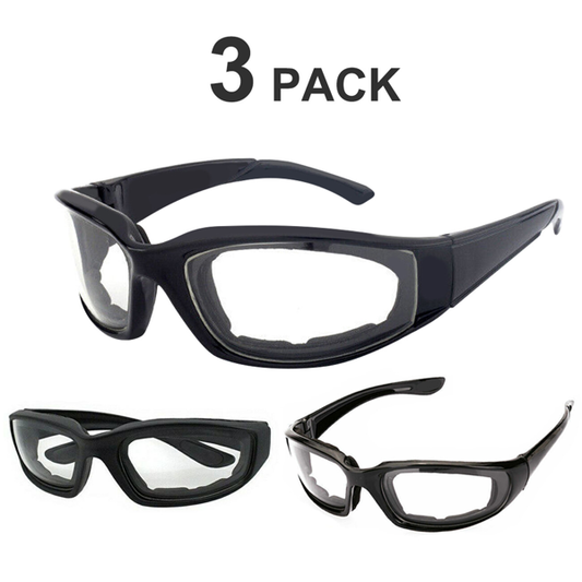 3 Pairs Motorcycle Sports Biker Riding Glasses Wind Resistant Eye Protection Clear Sports Goggles Cycling Glasses Sunglasses