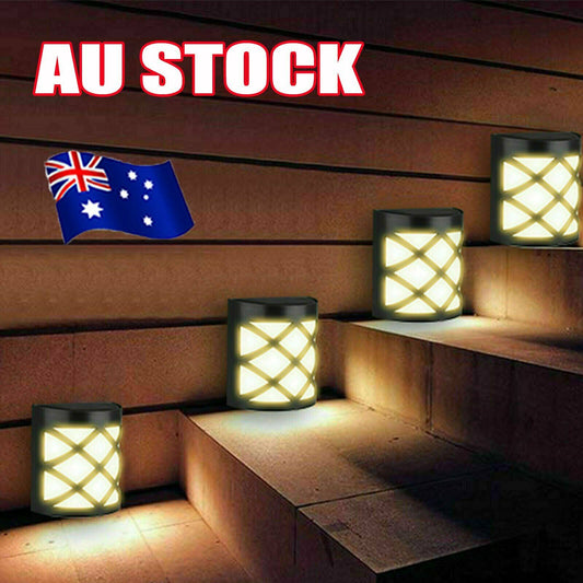 Outdoor Solar Wall Lights Door Garden Step Bright 6 LED Fence Light Path Lamp ZE-white Light