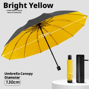Reverse sunny umbrella-12 bones-bright yellow-polyester fiber + alloy frame-1