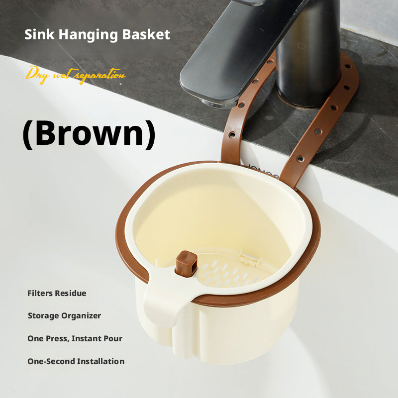 Kitchen Drain Basket-Hangable-Brown-ABS-1 pcs
