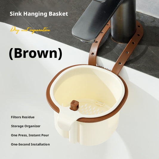 Kitchen Drain Basket-Hangable-Brown-ABS-1 pcs