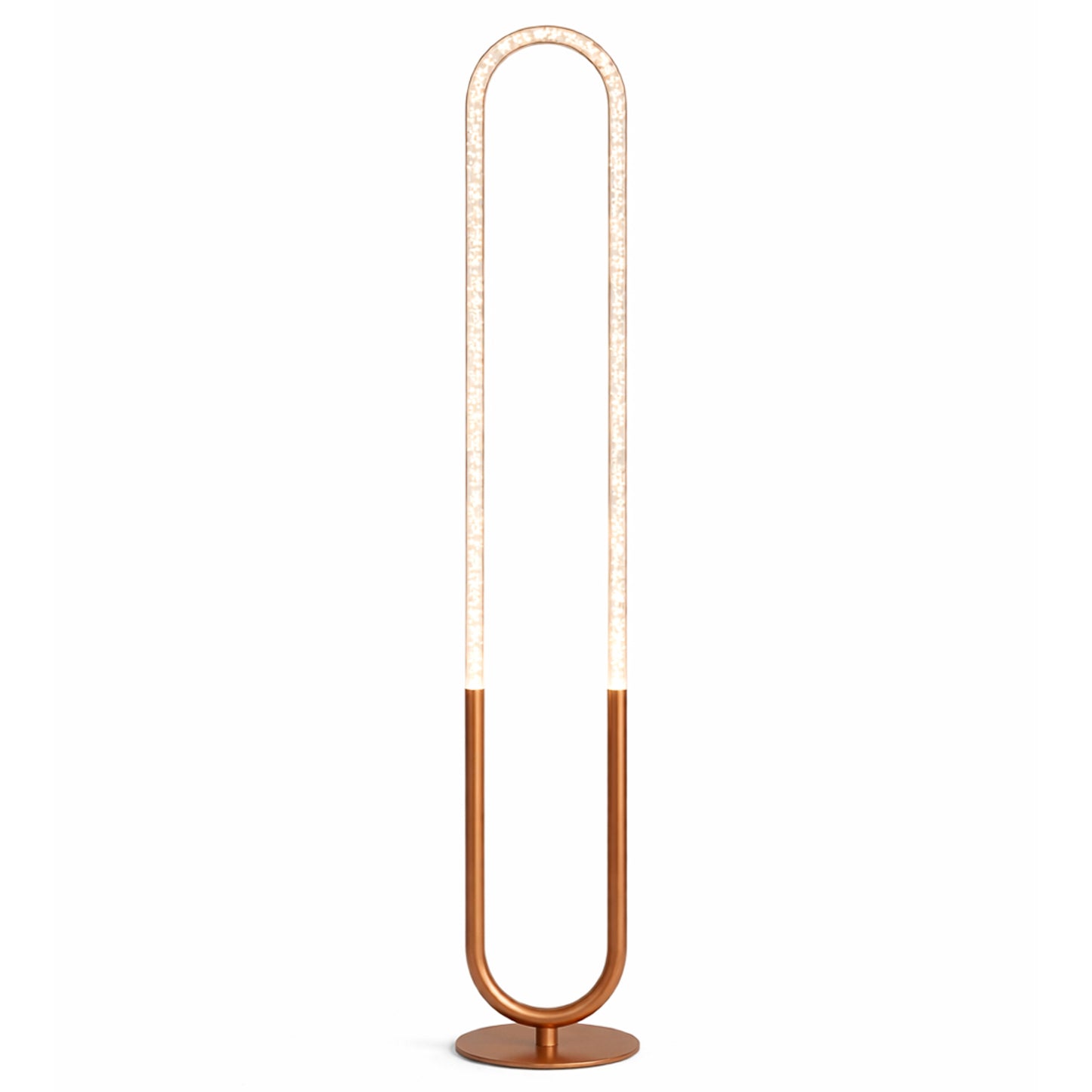 Lampadaire contemporain LED Zeon, lumière sur pied pour salon, chambre et bureau, doré brut et transparent, 110-120V