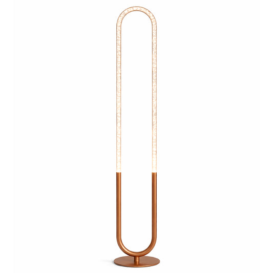 Lampadaire contemporain LED Zeon, lumière sur pied pour salon, chambre et bureau, doré brut et transparent, 110-120V