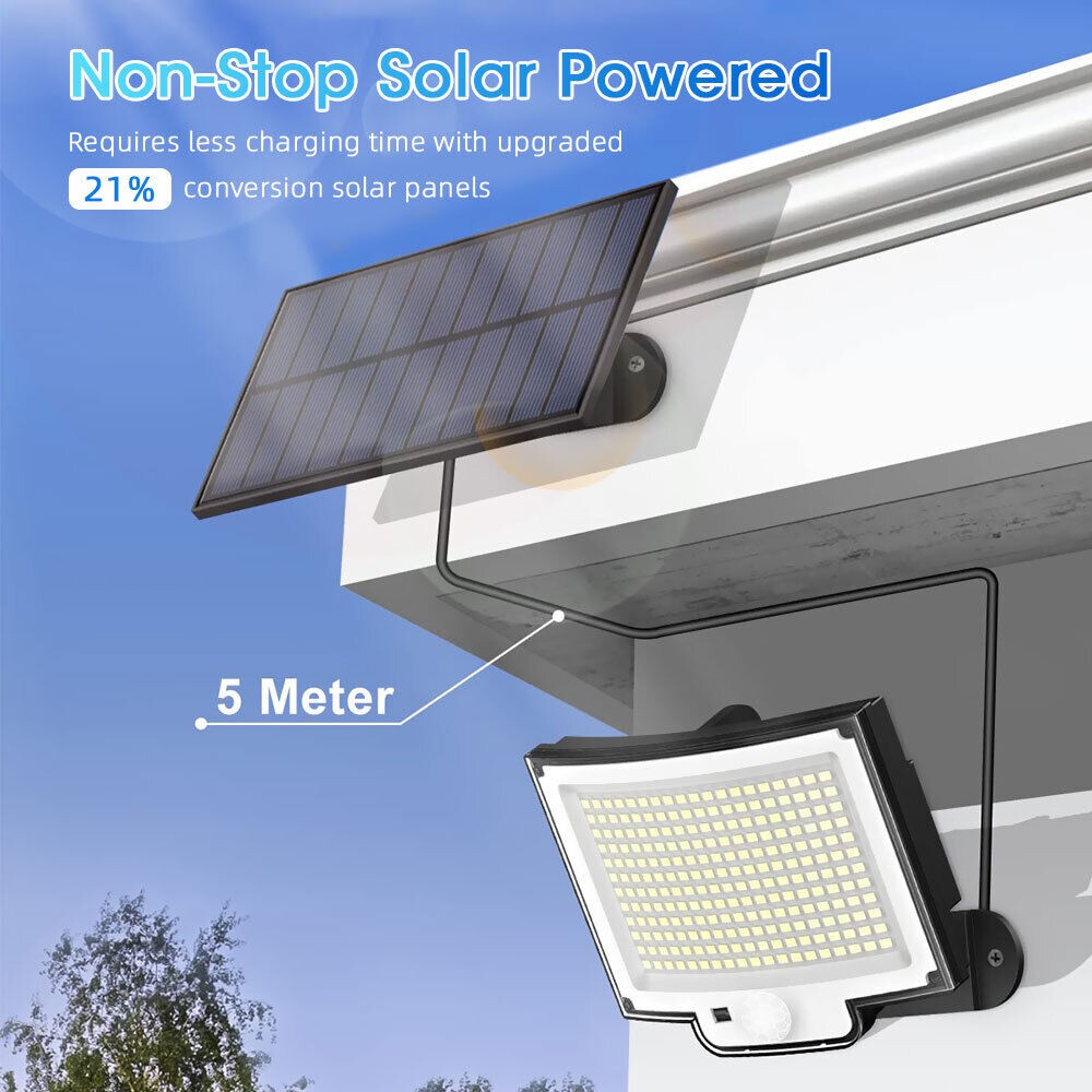 222 LED Solar Flood Light Motion Sensor Security Wall Yard Garden Outdoor Lamp