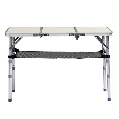 3ft Portable Adjustable Height Aluminum Folding Camping Table With Mesh Storage