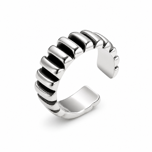 Bague Large Ouverte Texture Engrenage - Réglable