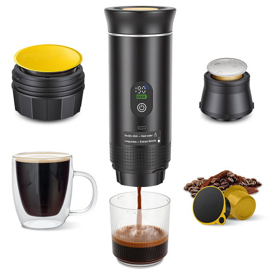 Machine à espresso portable 3 en 1 sans fil autochauffante, 7500 mAh, 20 bars, camping et randonnée