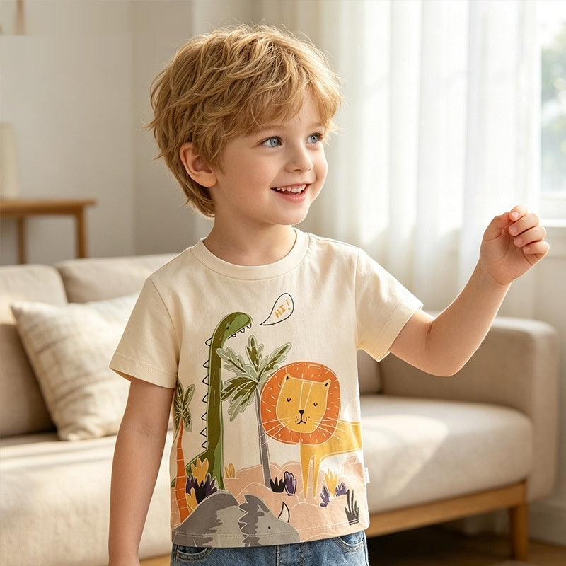 Casual Western-style Printed Top For Boys