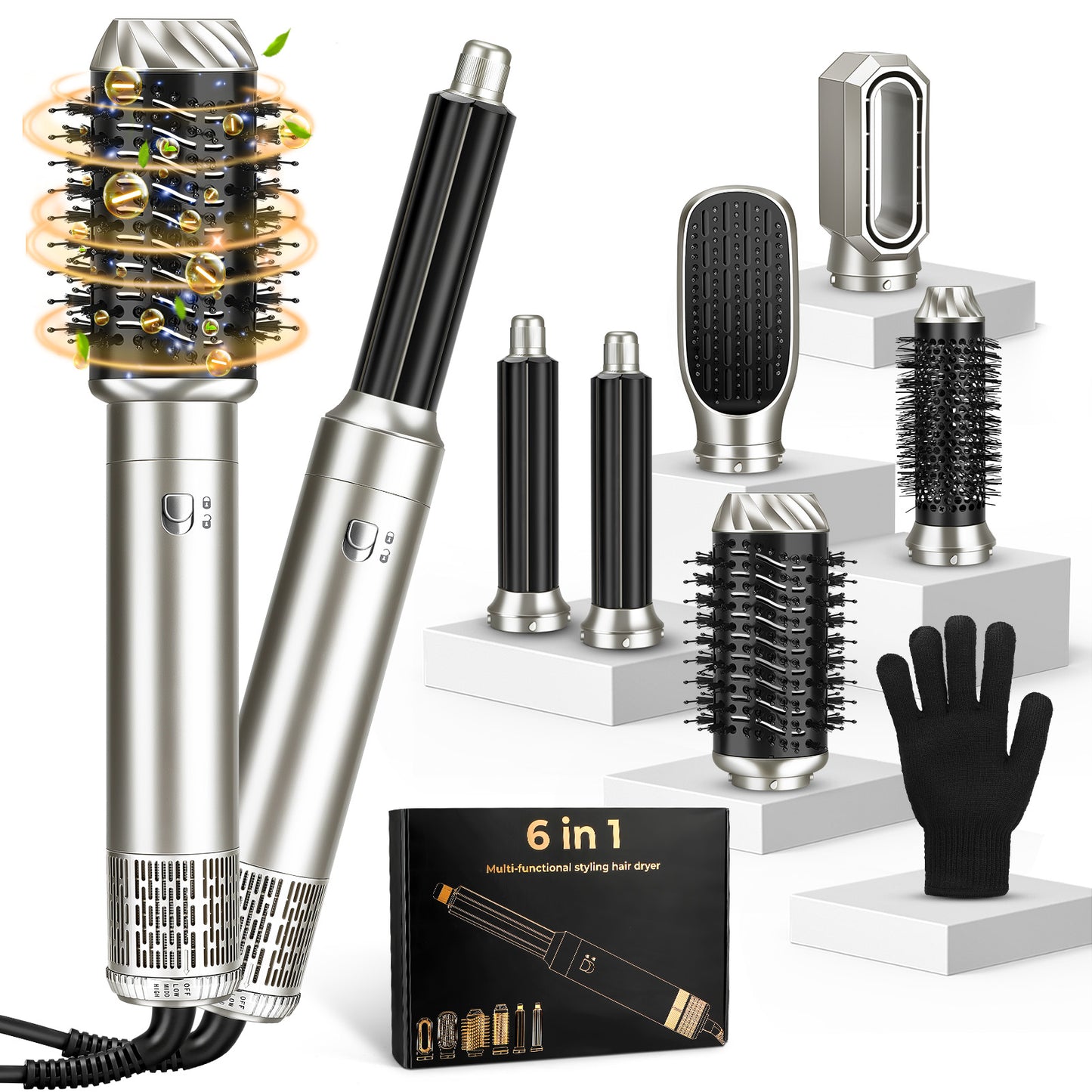Hair Styler Airbrush Pro 6 In 1, 1 0 0 0W Air Styler Hair Dryer, 6 In 1 Multi Style