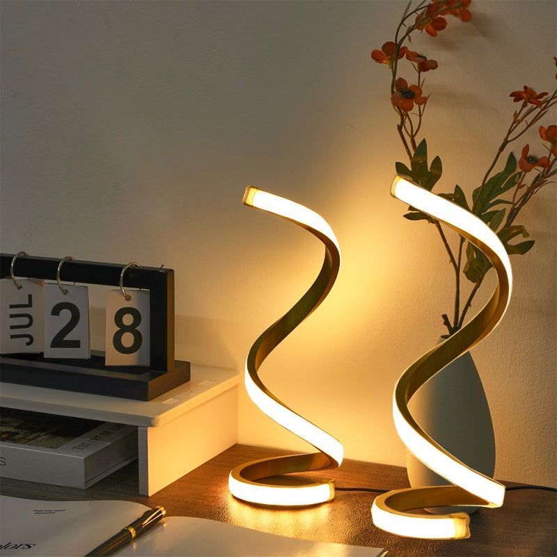 Lot de 2 lampes de bureau LED spirale, 3 couleurs réglables, USB, éclairage doux