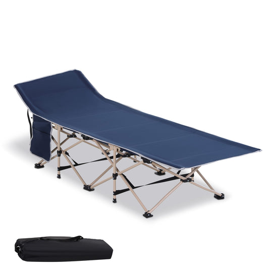 Lit de camp pliant résistant aux intempéries avec sac de transport, 190 x 68 x 52 cm, bleu