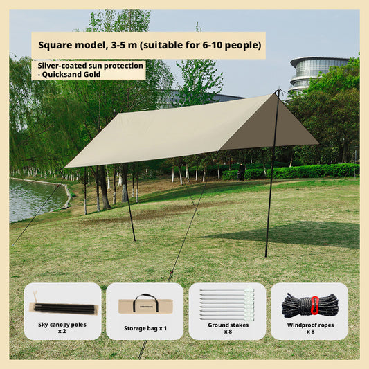 Toile d'ombrage carrée argentée pour camping, 3 x 5 m, 1 set