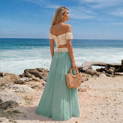 Ensemble 2 Pièces - Robe de Plage Mousseline Réversible