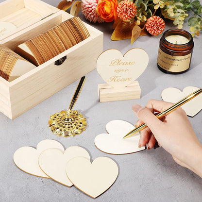 Wooden Heart Guest Book For Wedding Baby Shower Bridal Shower With Pen